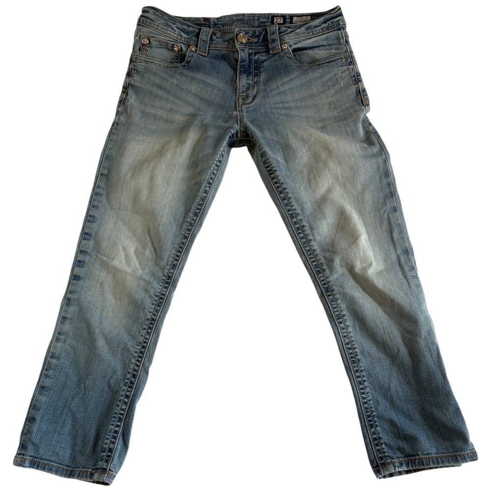 Miss Me Boyfriend Capri Jeans Womens 27 Blue Denim Stretch Straight Leg Casual